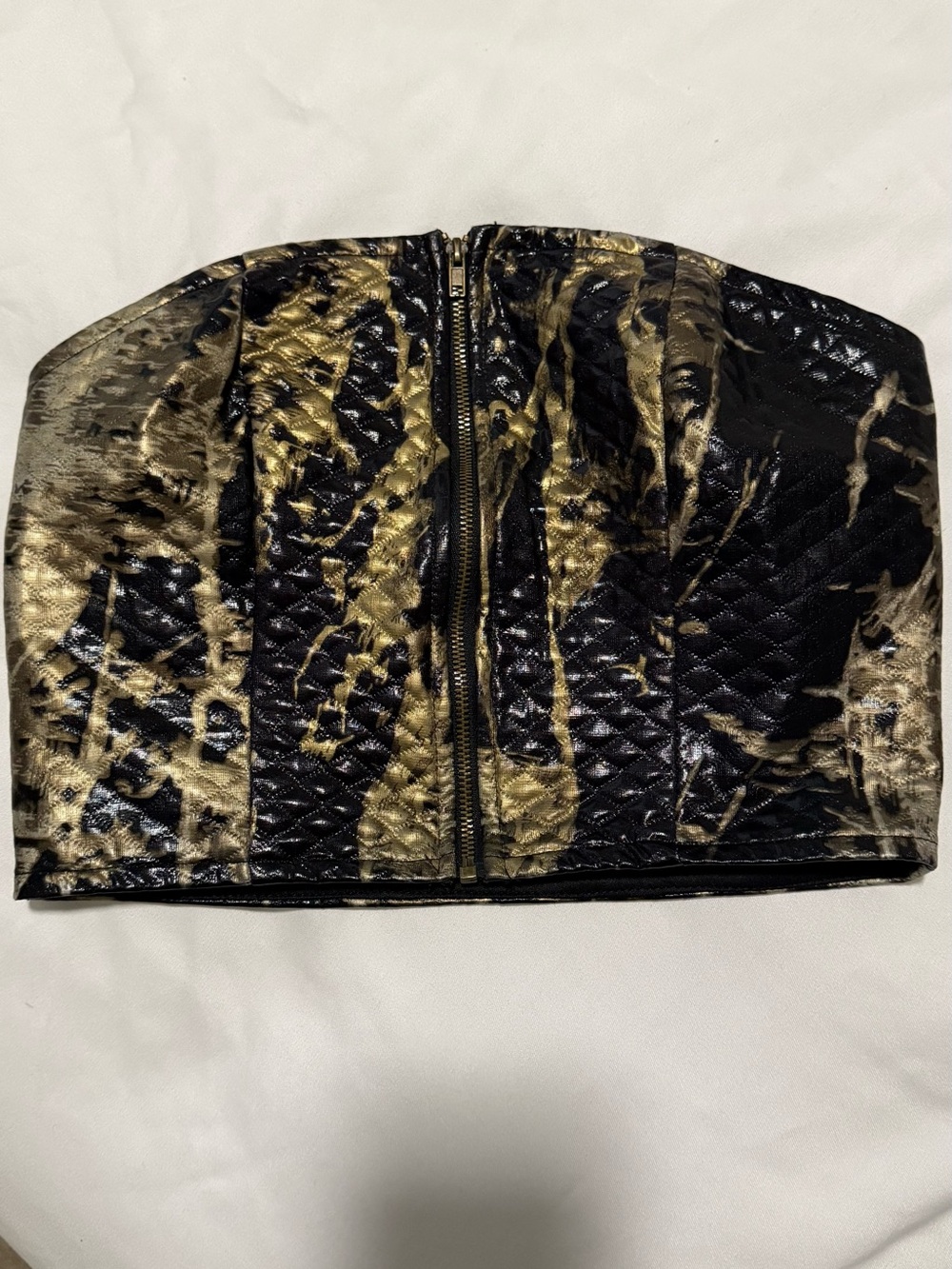 superdown Black and Gold Strapless Quilted Bustier